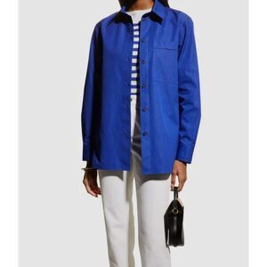 Lafayette 148 New York Womens Shirt Medium Blue Greyson Button Down Long Sleeve